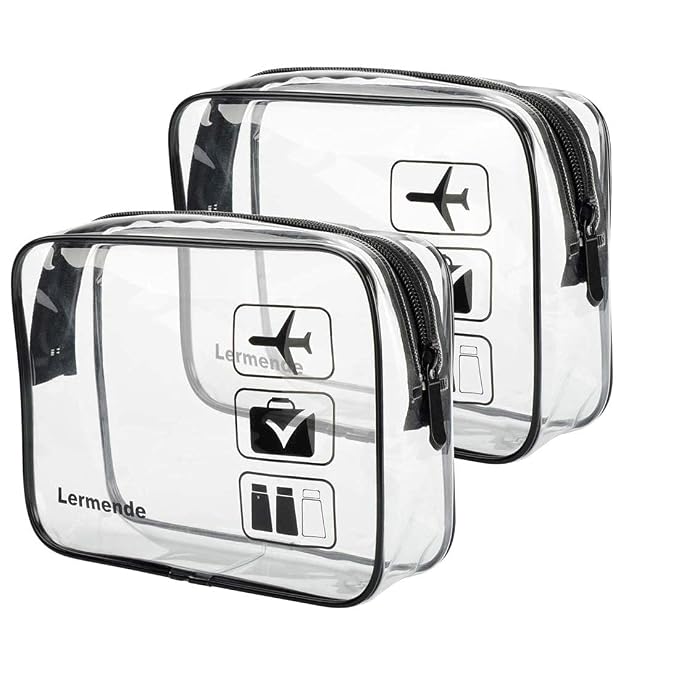 Lermende 2pcs Clear Toiletry Bag TSA Approved Travel Bag, Carry On by Lermende