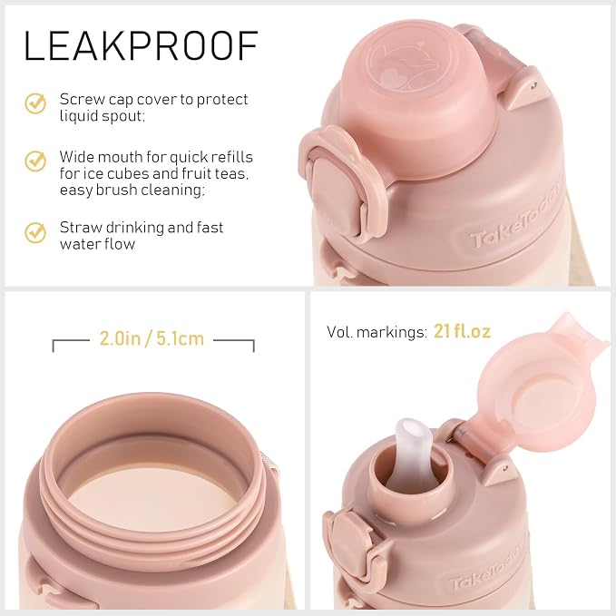 TakeToday Collapsible Water Bottles 20oz, Leak Proof, Foldable Silicone Travel - Image 7