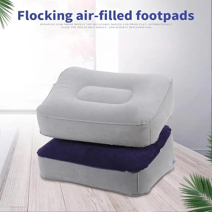 Inflatable Travel Foot Rest Pillow, Head Pad, Soft Flocking Pillow, Flights - Image 6