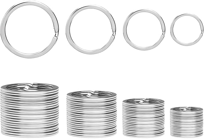 40 Pack Key Ring Keychain Mix 4 Sizes Silver Metal Flat Split Key Chains Rings by ZoloAJay