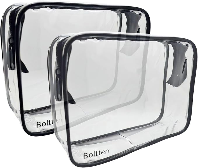 TSA Approved Clear Toiletry Bag 2-Pack, Quart Size Travel Cosmetic & Makeup Bags by Unknown