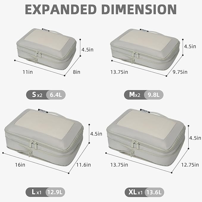 BAGAIL 4 Set/6 Set/8 Set Compression Packing Cubes Travel Accessories - Image 2
