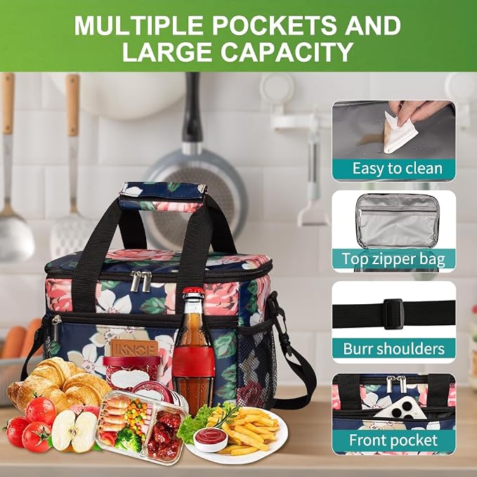 iknoe Large Foldable Cooler Bag, 8.5L Insulated Lunch Bag, Leakproof Lunch - Image 5