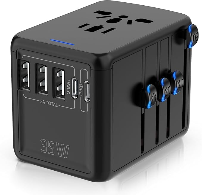 JMFONE 35W PD Universal Travel Adapter, Fast Charging International Power Plug by JMFONE