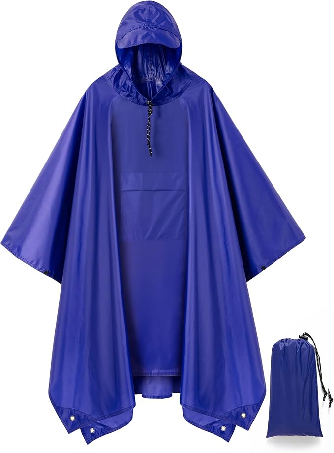 salamra Hooded Rain Poncho Waterproof Raincoat Jacket by salamra