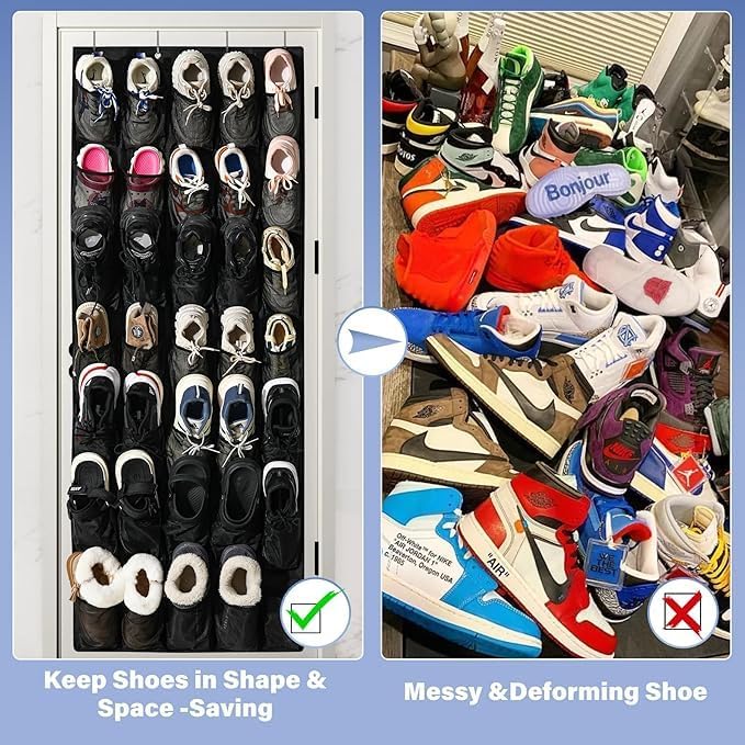 40 Mesh Pocket Over the Door Shoe Organizer, Hanging Shoe Rack - Image 5
