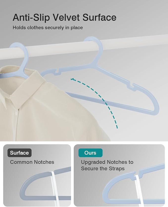 100 Pack Clothes Hangers, Non Slip Plastic Coat Hangers, Space Saving, Heavy - Image 3
