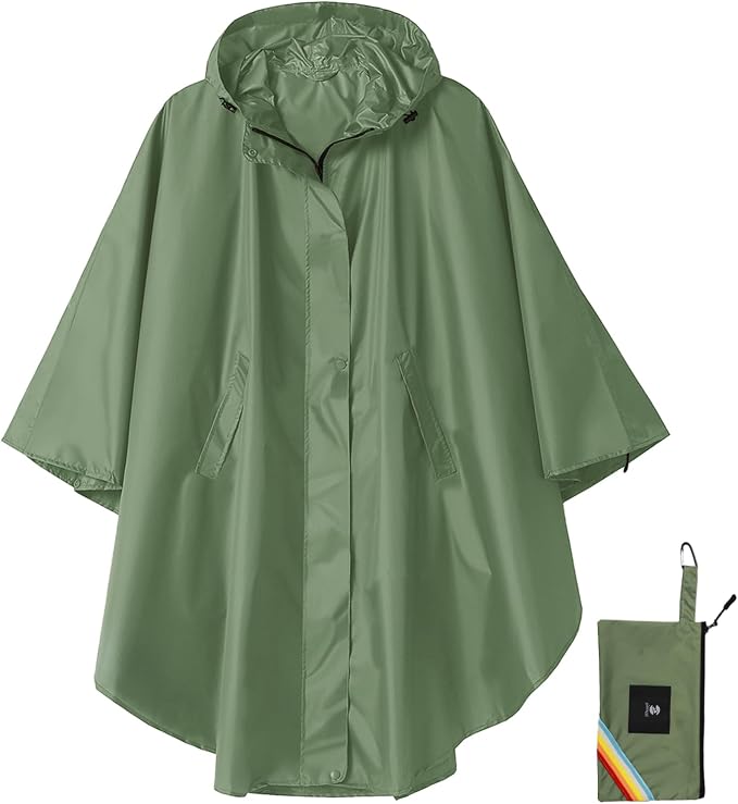 SaphiRose Unisex Rain Poncho Hooded Waterproof Raincoat by SaphiRose