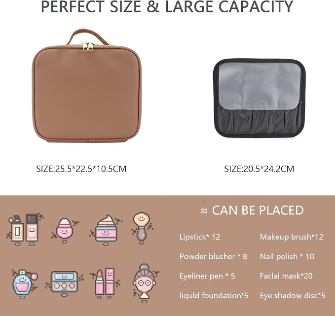 Makeup Bag with Led Mirror, Travel Makeup Organizer with 3 Color Setting - Image 2