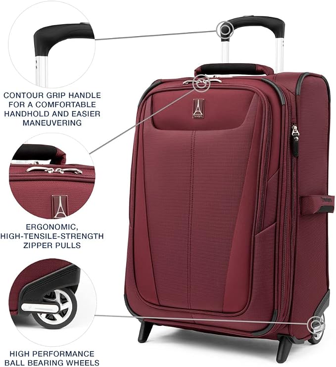 Travelpro Maxlite 5 Softside Expandable Upright 2 Wheel Carry on Luggage - Image 3