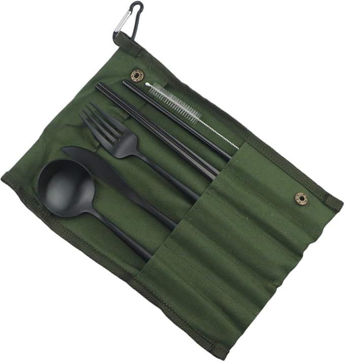 Gugrida Reusable Travel Utensils, 7 Piece Portable 304 Stainless Steel - Image 2