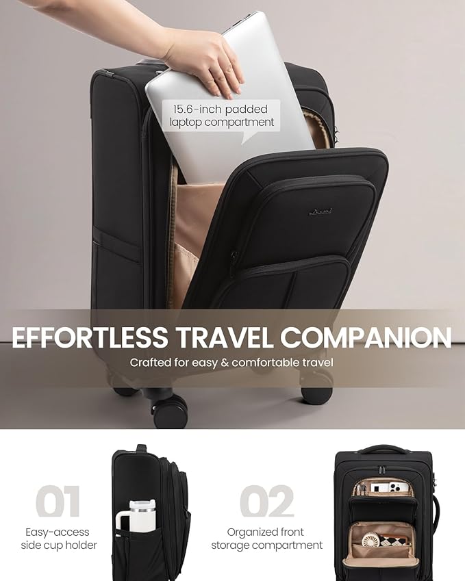 LOVEVOOK Carry On Luggage 22x14x9 Airline Approved, 22 Inch Softside Suitcases - Image 5