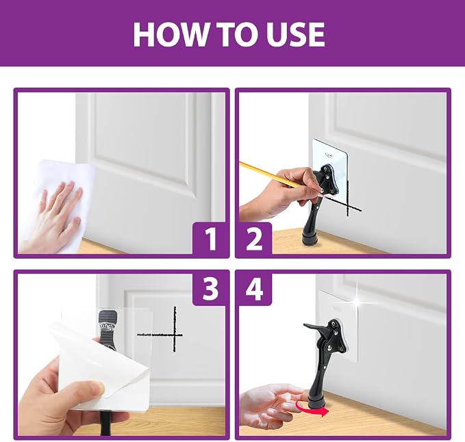Door Stopper with Adhesive Bracket Stickers, No Drilling or Tools Needed - Image 7