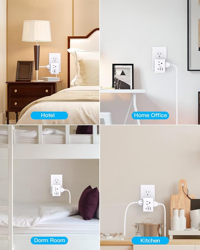 Multi Plug Outlet Extender, Power Strip Non Surge Protector Electric Outlet - Image 7