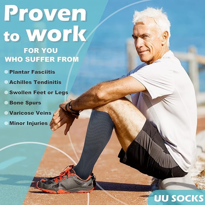 Medical Compression Socks for Women and Men 3 Pairs 20-30 mmHg Knee High - Image 3