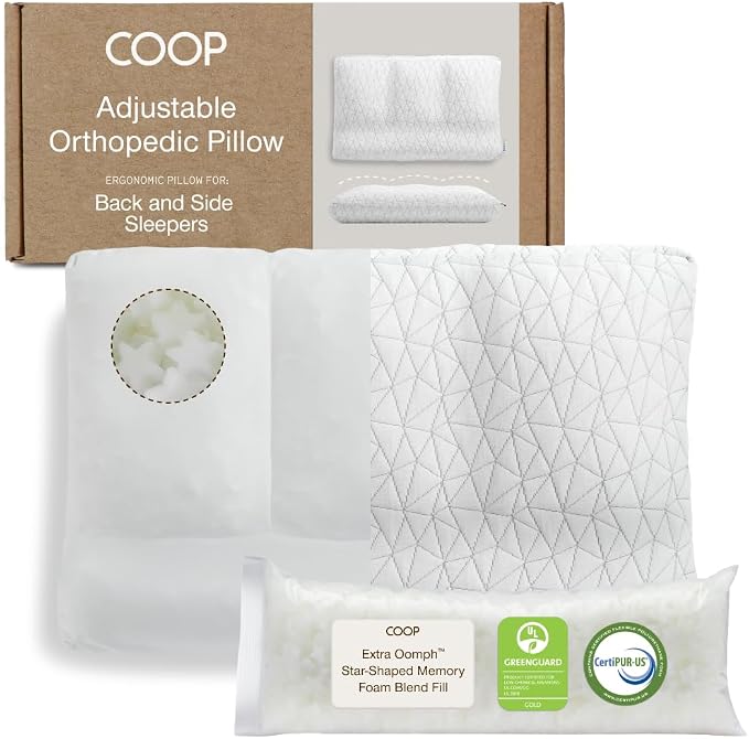 Coop Home Goods Adjustable Orthopedic Pillow King, Ergonomic Cervical Neck by CoopSleepGoods