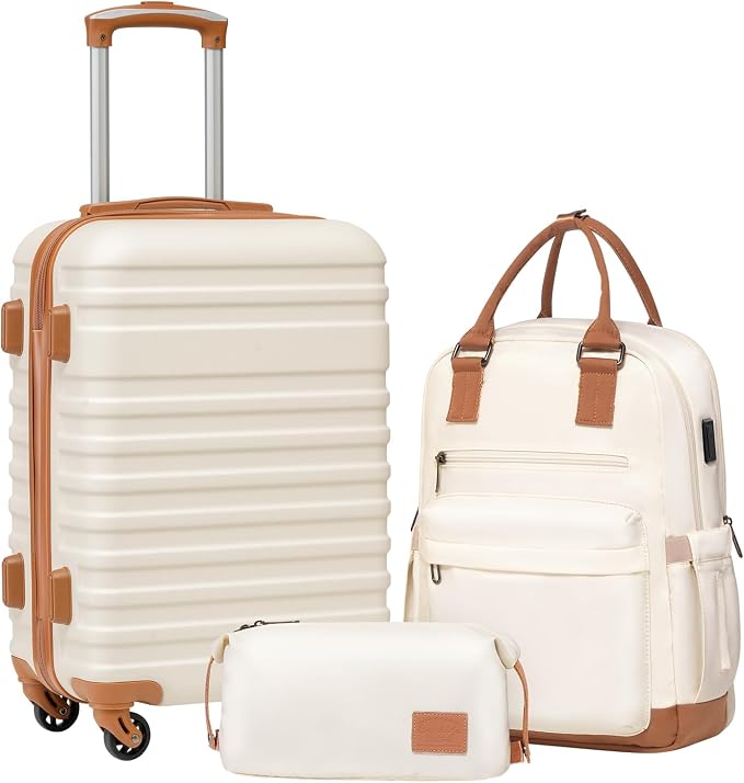 Coolife Luggage Sets Suitcase Set 3 Piece Luggage Set Carry On Hardside Luggage by COOLIFE