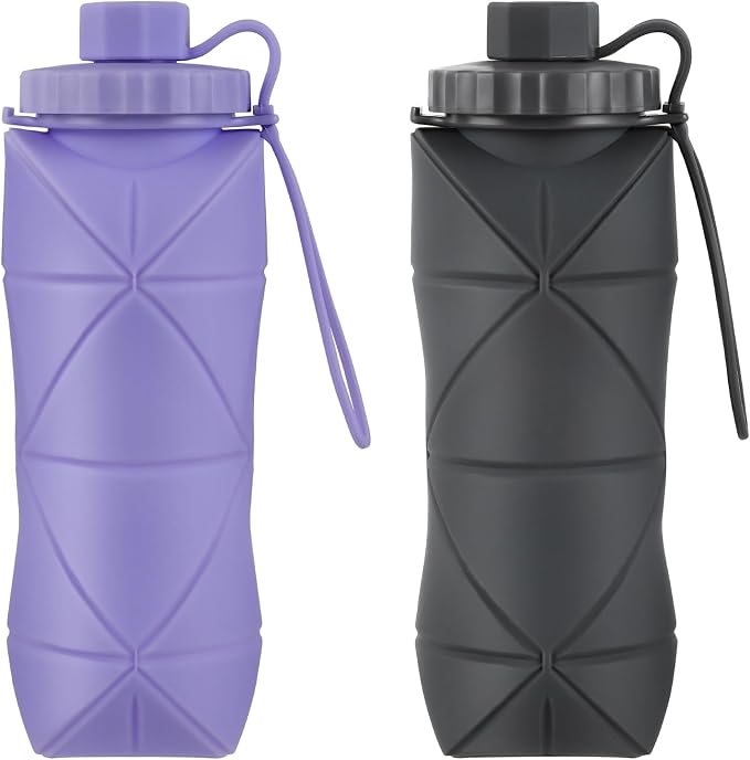 YCT Collapsible Silicone Travel Water Bottle 20oz, Reuseable Leakproof BPA Free by YCT