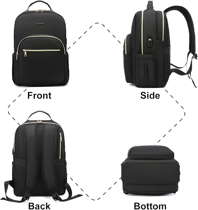LOVEVOOK Laptop Backpack Purse for Women, Work Travel Computer Bags, Quilted - Image 4