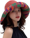 Women Wide Brim Sun Hats Metal Wired Edge Summer UV Protection Beach Fishing Hat by HUAMULAN