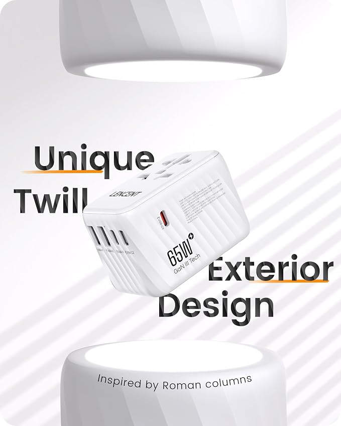 LENCENT International Travel Adapter, 65W GaN3 Universal Fast Charger - Image 4