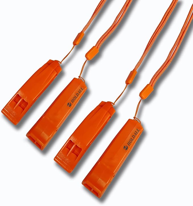 Emergency Safety Whistle with Lanyard, Loud Pea-Less Survival Whistles by HOLDALL