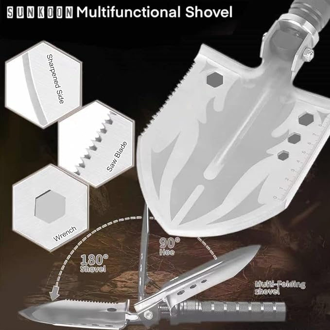 Survival Shovel Survival Axe, Camping Folding Shovels Hatchet - Image 6