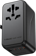 MOMAX 140W Universal Travel Adapter, GaN Technology, EU/UK/AUS/US/JP Worldwide by MOMAX