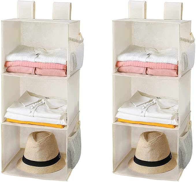 MAX Houser 3-Shelf Hanging Closet Organizers, Collapsible Closet Hanging Shelves by MAXHouser