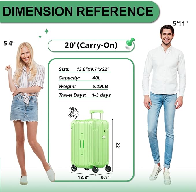 Krute Carry on Luggage 20 Inch Suitcases - Image 3