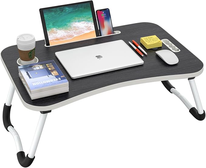 BUYIFY Folding Lap Desk, 23 Inch Portable Wood Deep Black Laptop Bed Desk Lap by BUYIFY