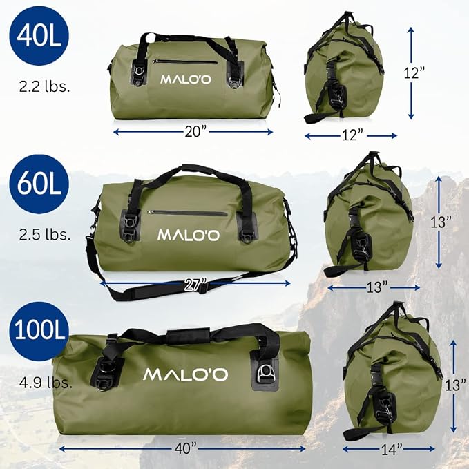 Malo'o Waterproof Dry Bag Duffel 40L/60L/100L, Roll Top Duffel Keeps Gear Dry - Image 3