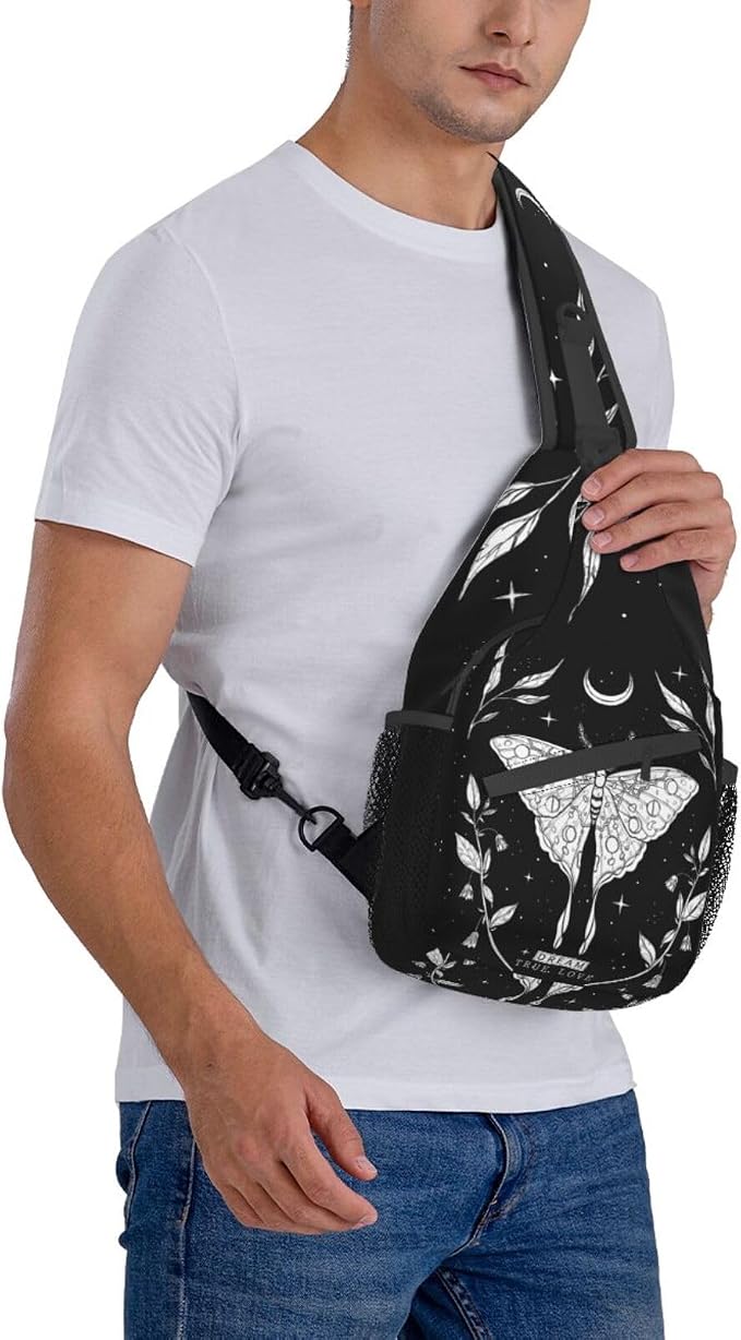 SUPLUCHOM Sling Bag Black White Butterfly Moon Tarot Black White Butterfly Moon - Image 7