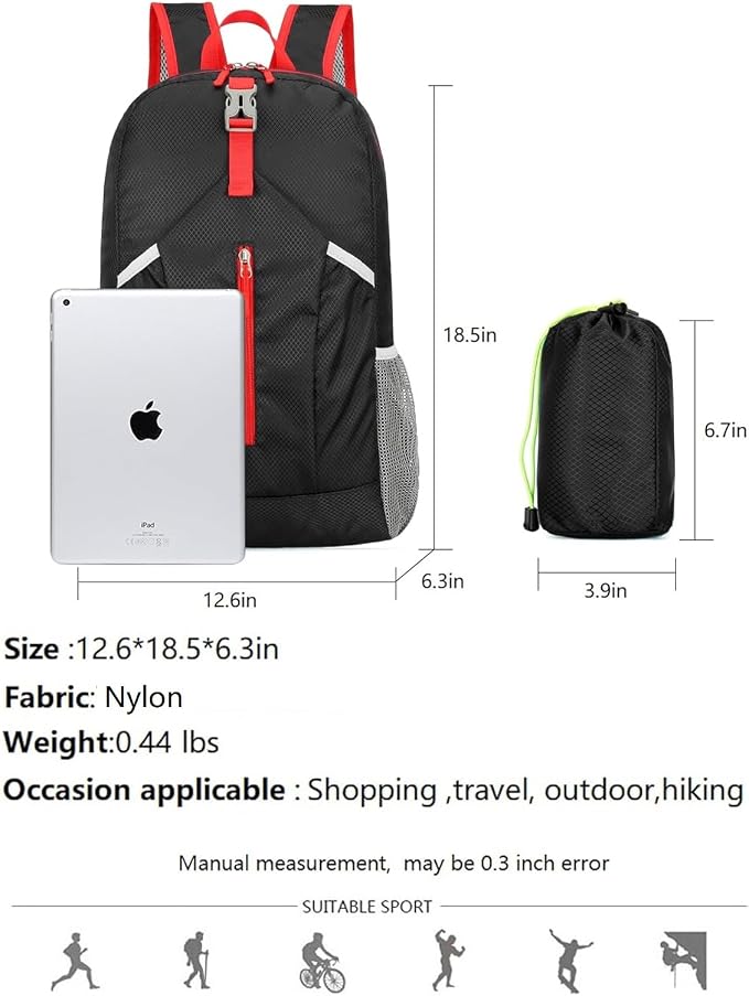 25L Hiking Backpack Foldable Sports Daypack Camping Collapsible Bag Water - Image 6