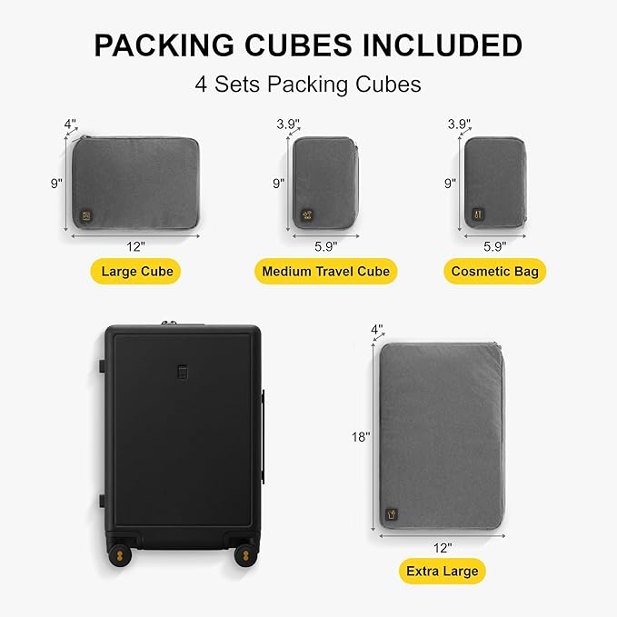 LEVEL8 Elegance Matte Luggage Set, 20 Inch Carry-on Luggage, 24&28 Large - Image 4