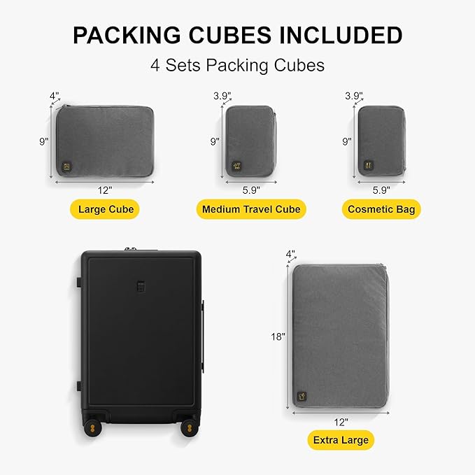 LEVEL8 Elegance Checked Luggage, 24 Inch Hardside Suitcase, Lightweight Matte - Image 3