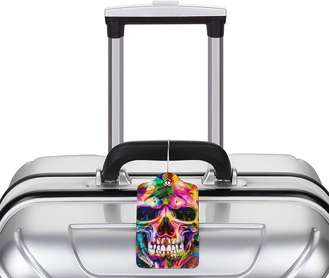 Artistic Skull Leather Luggage Tags - Image 5