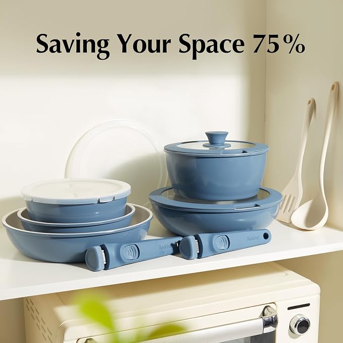 Redchef 16pcs Ceramic Nonstick Pots and Pans Set, Kitchen Cookware Set - Image 3