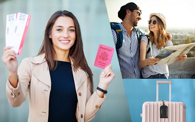 Passport Holder With Luggage Tag Cover Wallet RFID Blocking Leather Case Travel - Image 7