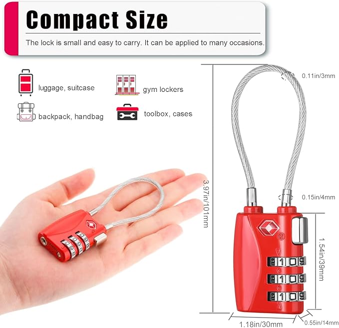 ZHEGE Luggage Lock TSA Approved 3 Dight Combination Padlock - Image 5