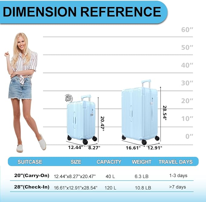 Krute Carry on Luggage 20 inch Suitcases - Image 2