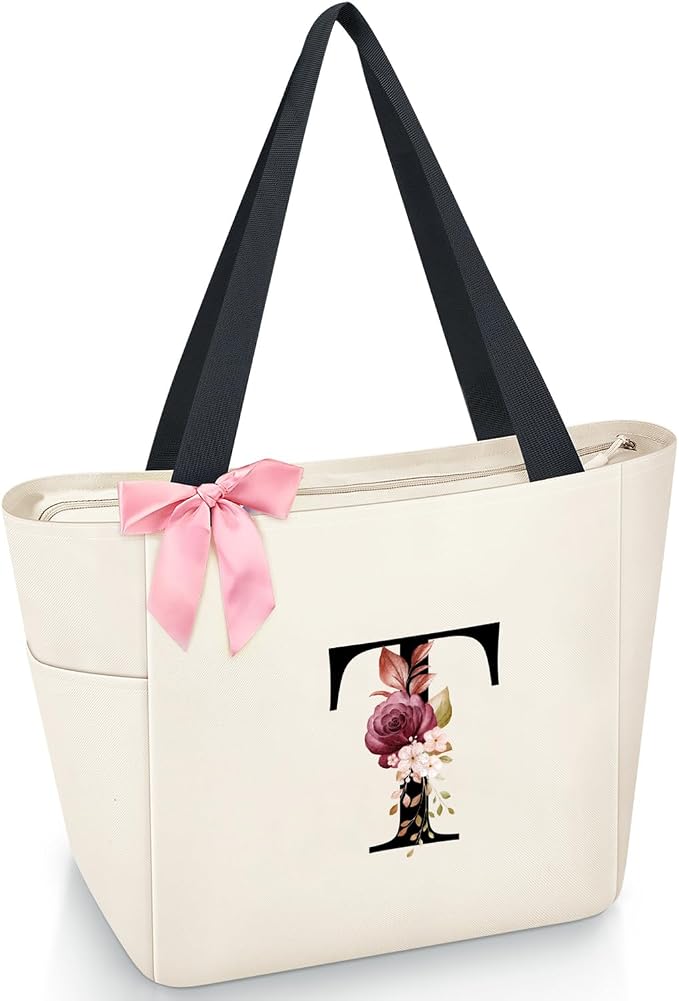 Vavabox Tote Bag, A-Z Initial Monogrammed Waterproof Tote Bag, Bridesmaid Gifts by Vavabox