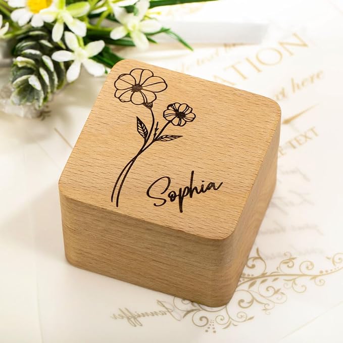 Custom Engraving Ring Gift Box Wooden Presentation Jewelry Box Case - Image 3