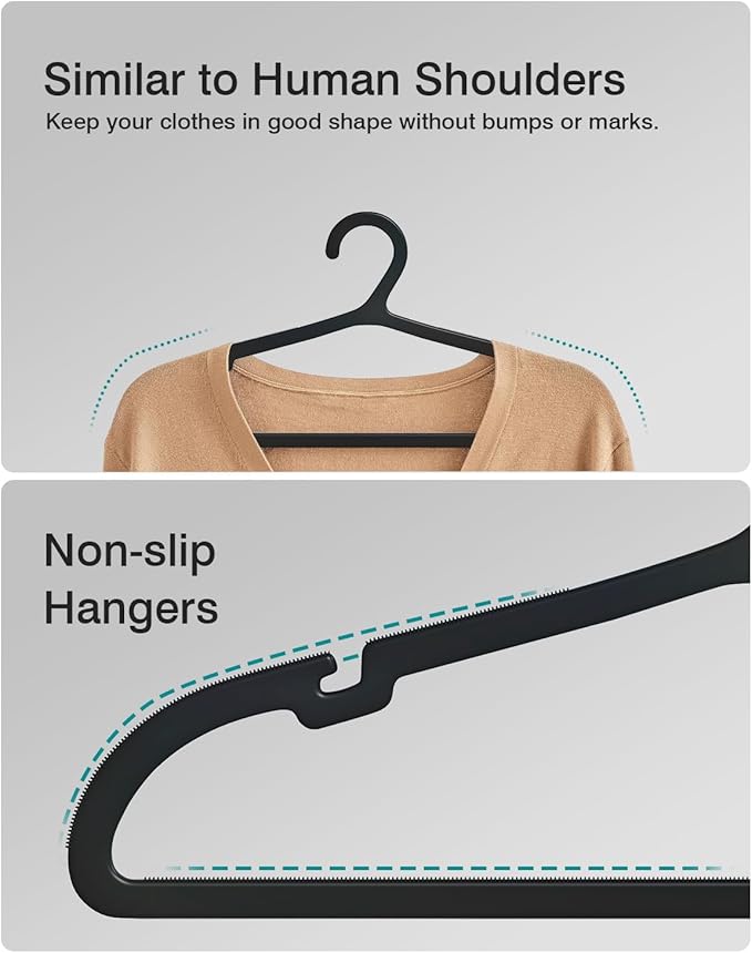 100 Pack Clothes Hangers, Non Slip Plastic Coat Hangers, Space Saving Hangers - Image 4