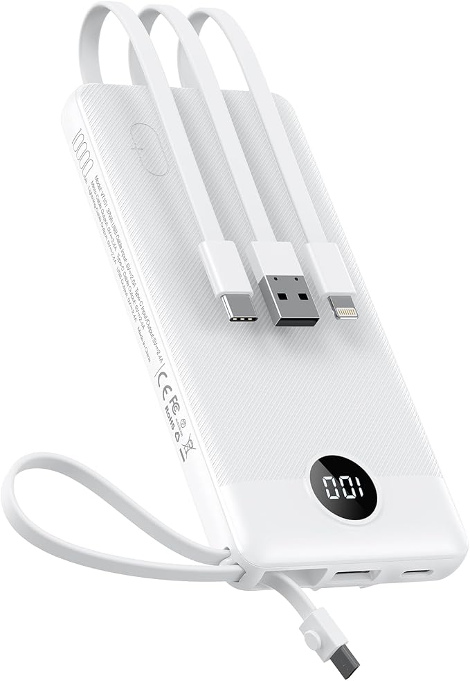 VEEKTOMX Portable Charger with Built in Cables 10000mAh, USB C Power Bank with by VEEKTOMX