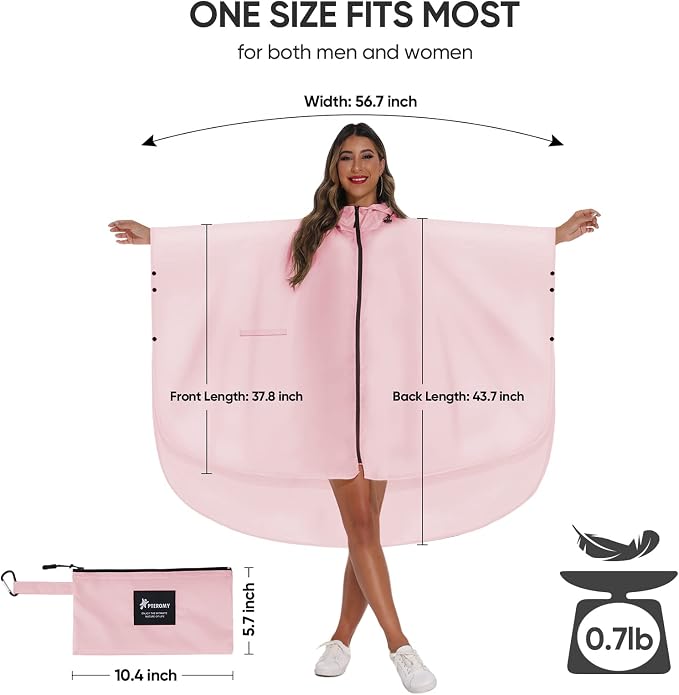 PTEROMY Hooded Rain Poncho for Adult - Image 2