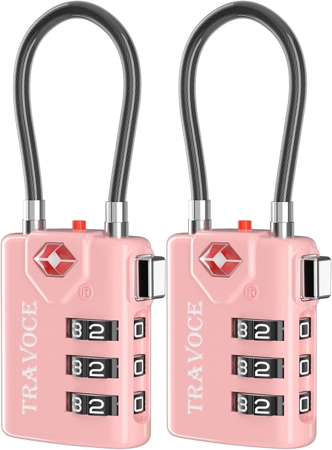 Search Alert TSA Approved Travel Combination Luggage Cable Locks by TRAVOCE