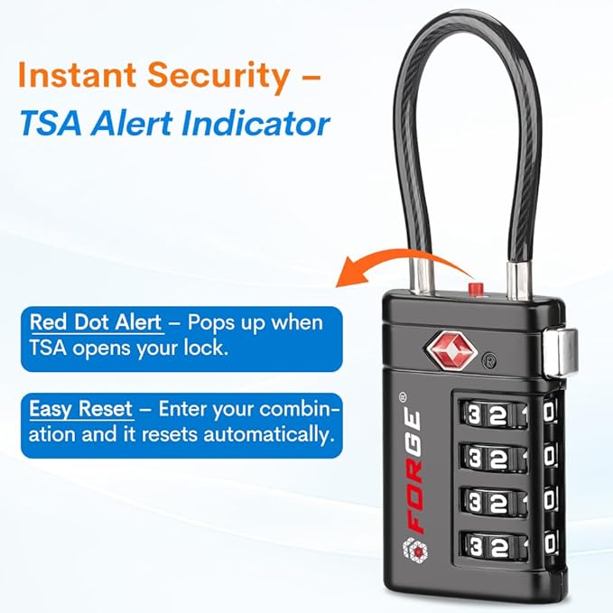 Forge TSA Approved Luggage Locks 4 Digit Combination TSA Travel Locks - Image 3
