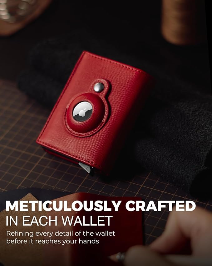 Jenoss Smart AirTag Wallet for Men & Women: Full Grain Leather, RFID Blocking - Image 5