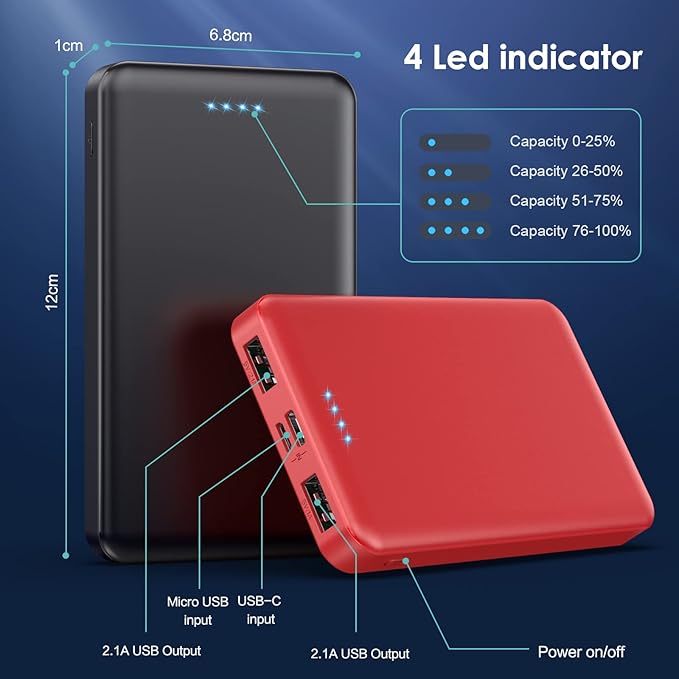 Portable Charger Power Bank 10000mAh, Ultra Slim Compact External Battery Pack - Image 5